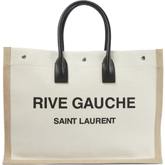 Saint Laurent Damen Tragetaschen Saint Laurent Rive Gauche Linen Canvas Tote Greggio/Natural