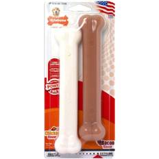 Nylabone 2 x Dura Tugga Extrem Tuff Hund Tuggleksak Ben 1 Bacon 1 Kyckling Stor För Hundar Upp Till 23 kg