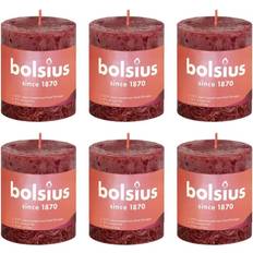 Bolsius Lysestager, Lys & Dufte Bolsius Bolsius rustikke søjlestearinlys Shine 4 stk. 80x68 mm fløjlsrød Stearinlys