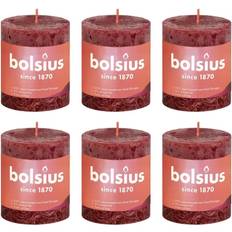 Red Candles Bolsius Rustic Pillar Shine 4 pcs 80x68 mm Velvet Red Candle