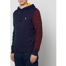 Polo Ralph Lauren Multifärgade Tröjor Polo Ralph Lauren Color-Blocked Cable-Knit Cotton Sweater - Hunter Navy