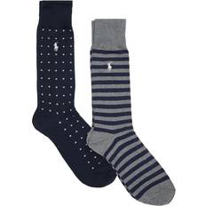 Polo Ralph Lauren Grå Strømper Polo Ralph Lauren Dot Stripe Sock 2pack Ankelstrømper hos Magasin