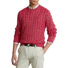 Polos Garment-Dyed Cable-Knit Cotton Sweater Red Male