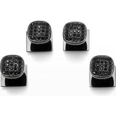 Men - Stainless Steel Earrings Ox & Bull Pave 4 Piece Studs Set - Silver/Black