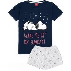 Grey - Women Pyjamas Snoopy Womens/Ladies Short Pyjama Set (Navy/Light Grey)