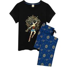 Wonder Woman Conjunto de Pijama Largo Para Mujer - Negro/Azul