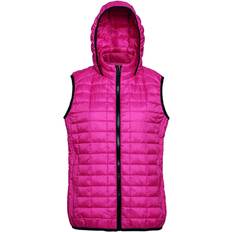 Womens Ladies Honeycomb Zip Up Hooded Vest Bodywarmer - Red