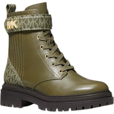 Michael Kors Green Boots Michael Kors Stark Logo and Leather Combat Boot