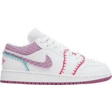Nike Air Jordan 1 Low SE GS - White/Rush Pink/Washed Teal/Light Bordeaux