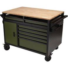 Tool cabinet Bunker Multi-Functional Workbench Roller Tool Cabinet 14 Drawer 48 in Green