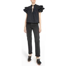 Nike Adult Running Shoes Nike Letty Flutter-Sleeve Poplin Top NOIR