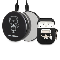 Power bank høretelefoner Karl Lagerfeld įkrovimo dėklas KLBPPBOA2K Ikonik, skirtas AirPods Power Bank juodas