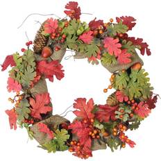 Christmas Tree Ornaments Northlight Autumn Artificial Leaves Acorn Wreath, Red