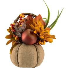 "Northlight 9" Yellow Autumn Floral Pumpkin Tabletop Decor" Figurine