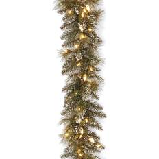 National Tree Company 9' Pre-Lit Glittery Bristle Pine Garland With Soft White Led Lights Green Green 9 Ft