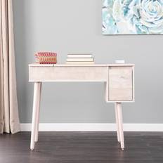 White Wall Mirrors Harzen Storage Vanity with Graywashed Holly & Martin