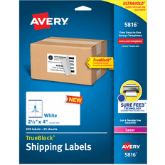 Labels Avery Printable Blank Shipping Labels, 2.5' x 4' White, 200 Labels, Laser Printer, Permanent Adhesive (5816)