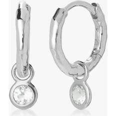 Topaz Earrings Monica Vinader Mini Gem Huggie Drop Earrings - Silver/Transparent