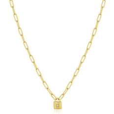 Ania Haie Chunky Chain Padlock Necklace - Gold/Transparent