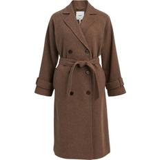 Brown - Women Coats Object Wool Blend Coat - Fossil