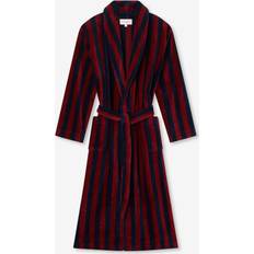 Derek Rose Cotton Velour Striped Gown Red/Blue