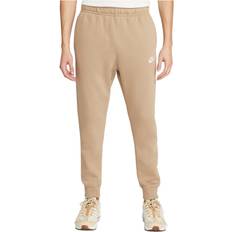 Beige - Men Pants Nike Sportswear Club Fleece Joggers - Khaki/White