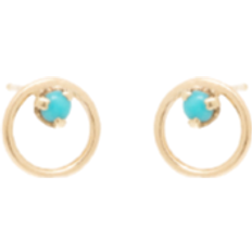 Zoe Chicco Circle Stud Earrings - Gold/Turquoise