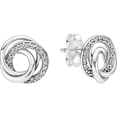 Family Always Encircled Stud Earrings - Silver/Transparent