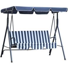 Bleu Balancelles avec Auvent OutSunny Rattan 860-027