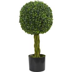 Nearly Natural Boxwood Ball with Woven Trunk Artificial Tree 24"