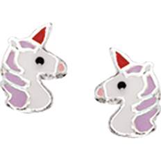 Scrouples Hvid Smykker Scrouples Unicorn Stud Earrings - Silver/Mulicolour