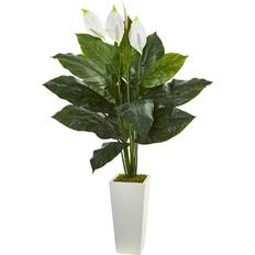 Artificial Plants Nearly Natural Spathiphyllum Artificial Plant in Tower Planter 51" Artificial Plant
