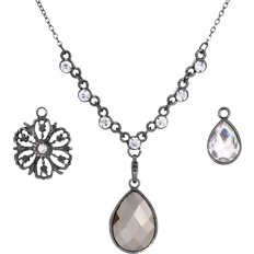 Black Jewelry Sets 1928 Jewelry Link Pendant Necklace Set - Transparent/Black