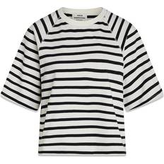 Mads Nørgaard Stripe Trista T-shirt - Snowwhite/Black