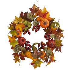 Pumpkin Gourd Berry and Maple Leaf Wreath