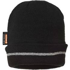 Portwest Reflective Trim Knit Hat Unisex - Black