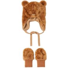 Lila Sonstige Sets Name It Teddy Hat & Mittens Set