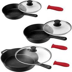 Cast Iron Cookware Sets MegaChef Pre-Seasoned Cookware Set with lid 9 Parts