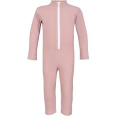 Ensfarvet UV-dragter Børnetøj Petit Crabe Lou Frog UV Sunsuit - Rose Nude