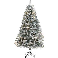 Interior Details Nearly Natural Pre-lit Flocked Rock Springs Green Christmas Tree 72"