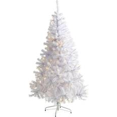 Prelit 6 ft artificial christmas tree Nearly Natural 6ft Pre-Lit LED White Artificial Christmas Tree 72"