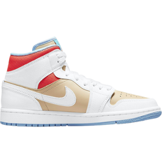 Nike Air Jordan 1 Mid SE W - Sesame/White/Flash Crimson/Psychic Blue