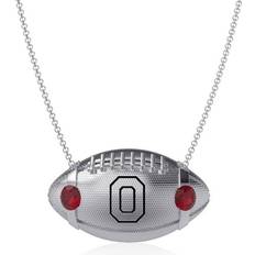 Dayna Designs Ohio State Buckeyes Football Necklace - Silver/Red