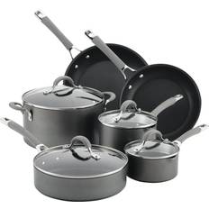 Integrated Strainer Cookware Circulon Elementum Hard-Anodized Cookware Set with lid 10 Parts