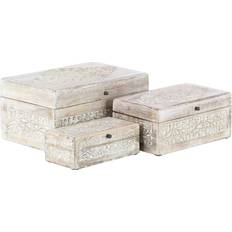 Figurines on sale Litton Lane Brown Wood Coastal Decorative Box (Set of 3)