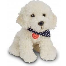 Hermann Teddy 91939 hund labradoodle 28 cm (11 tum) mjuk leksak, plyschleksak, med stjärnhalsduk, specialutgåva "favorithundar"
