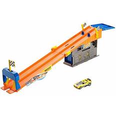 Hot wheels garage Hot Wheels Rooftop Race Garage Playset, Race to the Finish Line then Pull Into the Garage for a Tune-up with the Rooftop Race Garage! Orange