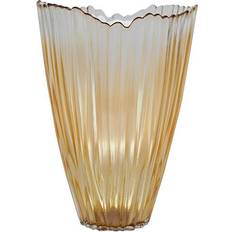 Ivyline Amber Rippled Glass H30Cm W20.5Cm Vase