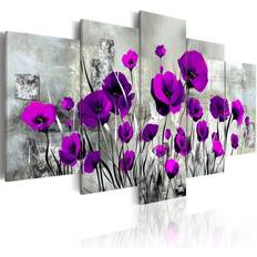 Lila Ramar Arkiio Foto på akryl Meadow: Purple Poppies [Glass] 200x100 Ram