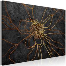 Guld - Træ Billeder Artgeist Canvas Flower in Gold Wide 120x80 Billede